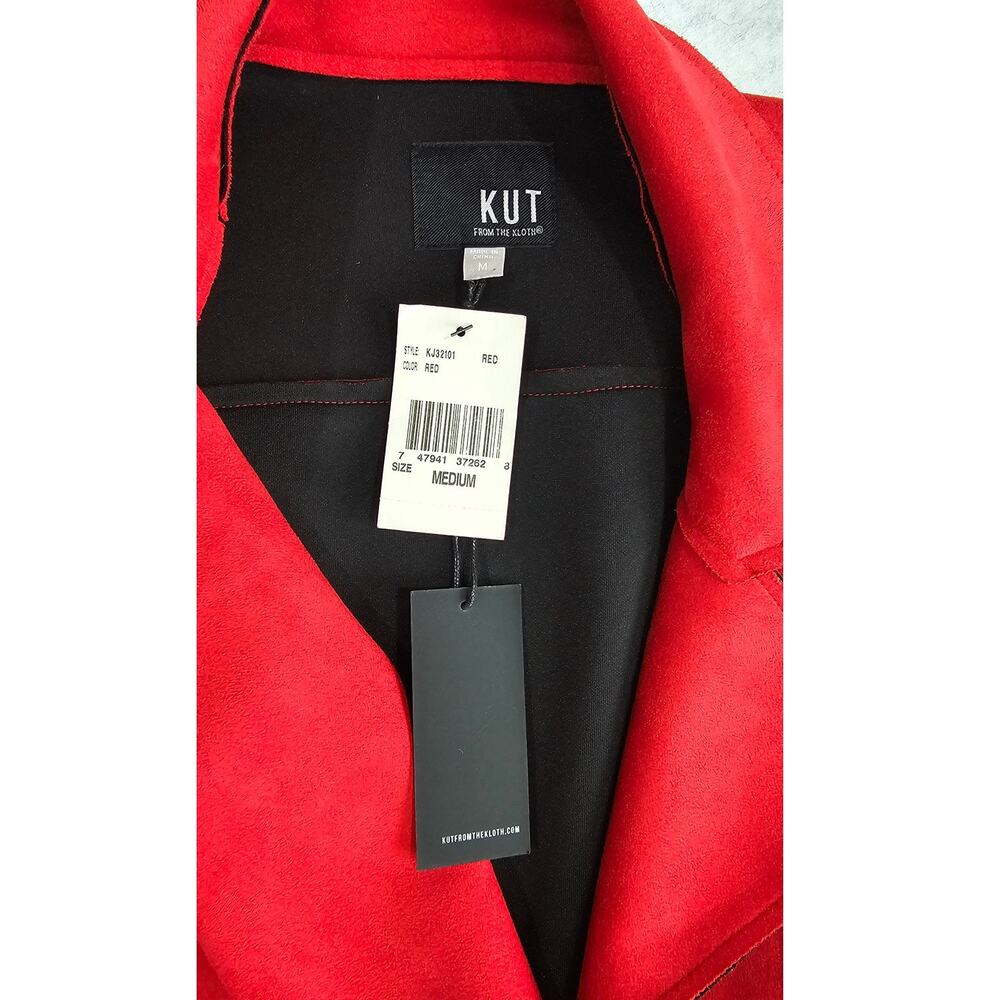 Kut From The Kloth Jacket Faux Suede, Moto, Red, Zippers, Womens Sz M NWT, New - Picture 6 of 10
